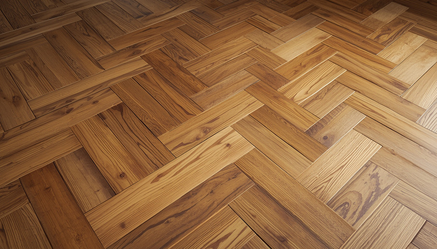 Herringbone wood flooring in an Irish hallway