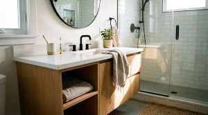 Renovated family bathroom with toothbrush